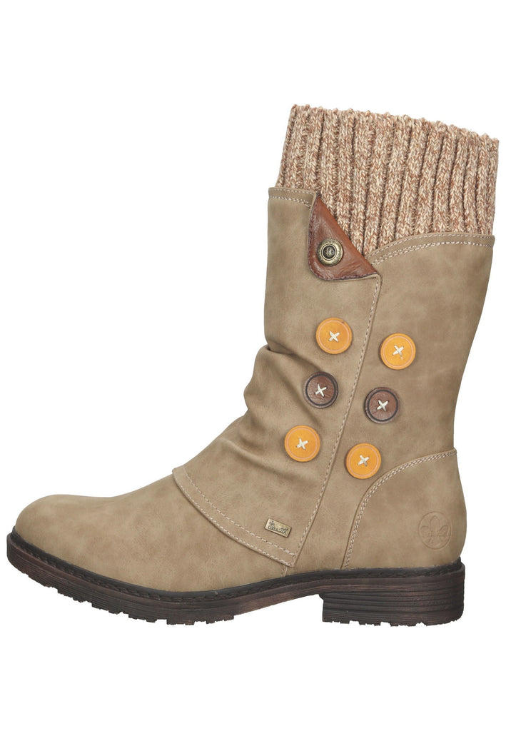 Rieker Stiefel Lederimitat Hellbraun Warmfutter - surf4shoes