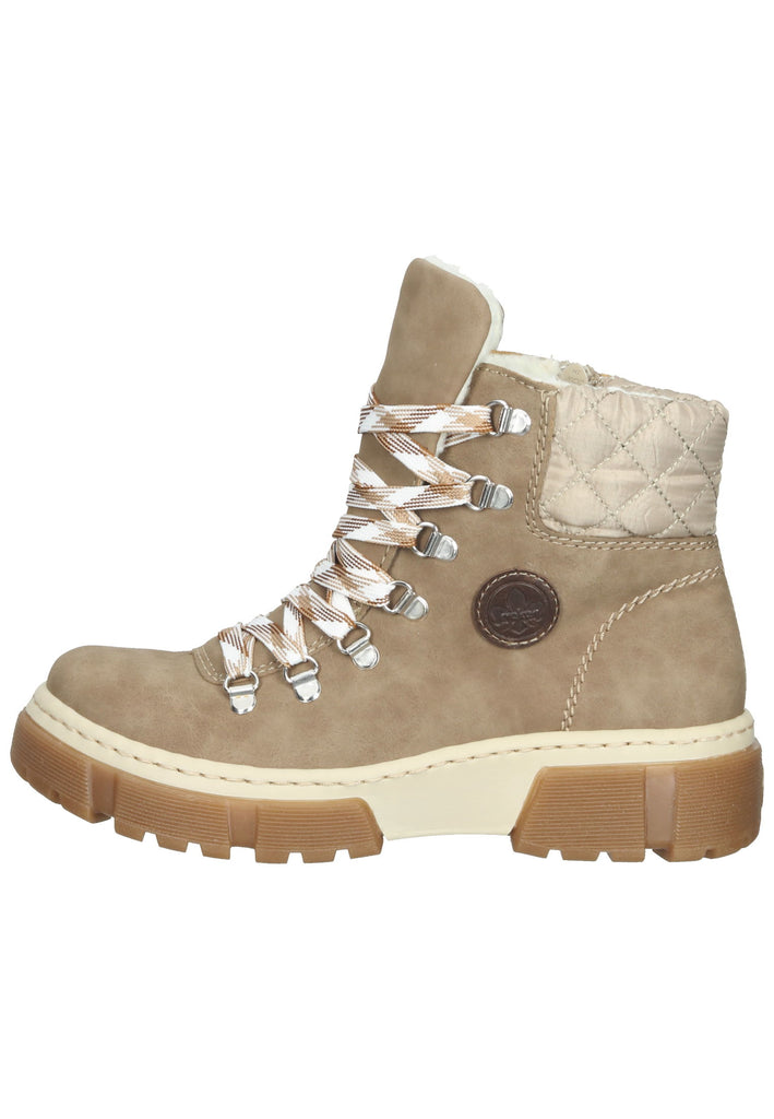 Rieker Stiefelette Lederimitat/Textil Braun/Beige - surf4shoes