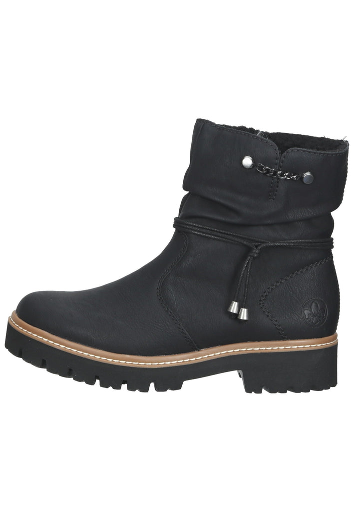 Rieker Stiefelette Lederimitat Schwarz Warmfutter - surf4shoes