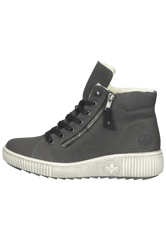 Rieker Stiefelette Lederimitat Grau/Schwarz Warmfutter - surf4shoes