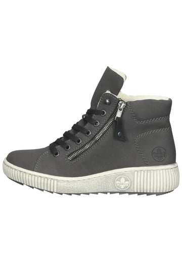 Rieker Stiefelette Lederimitat Grau/Schwarz Warmfutter - surf4shoes