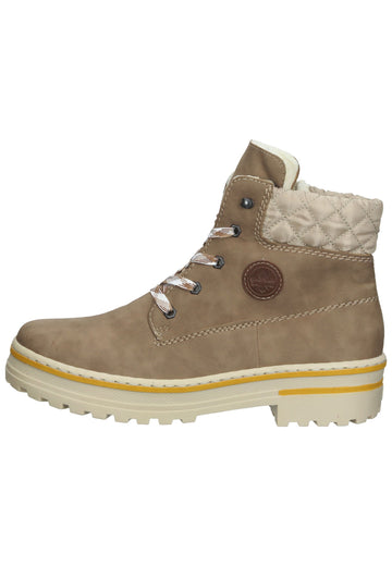 Rieker Stiefelette Lederimitat Braun/Beige Warmfutter - surf4shoes