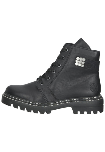 Rieker Stiefelette Lederimitat Schwarz - surf4shoes