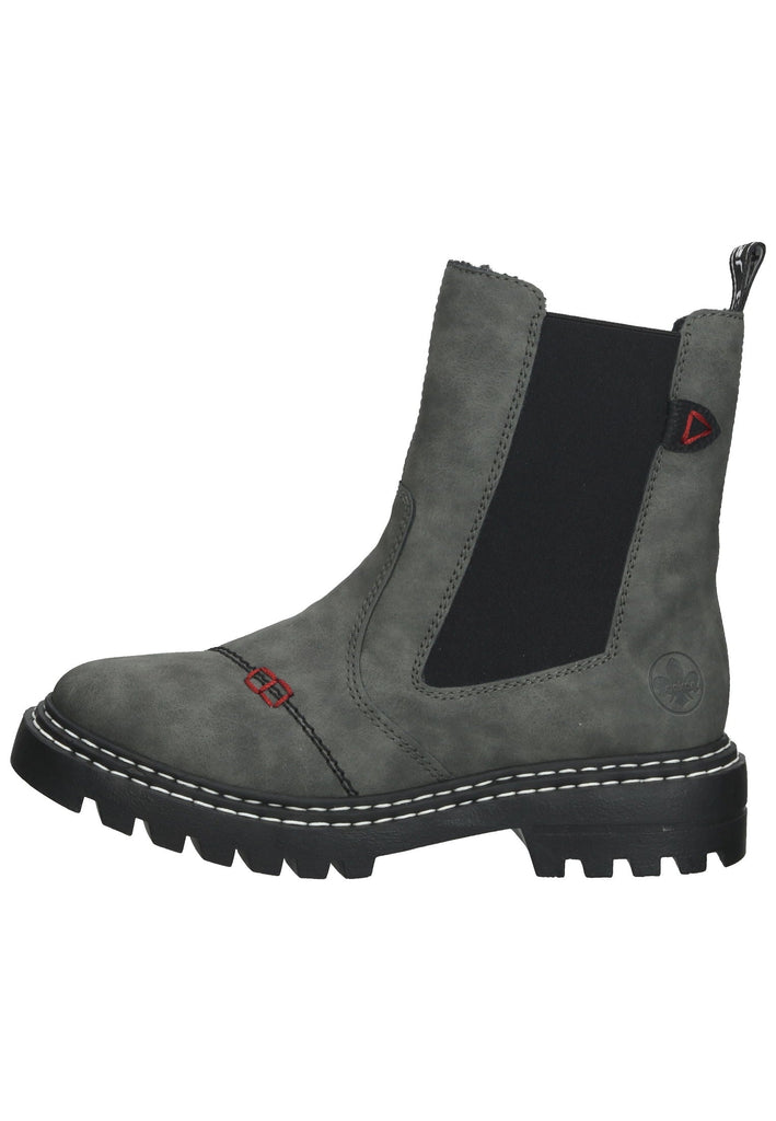 Rieker Stiefelette Lederimitat Grau/Schwarz Warmfutter - surf4shoes