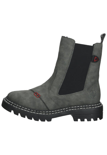 Rieker Stiefelette Lederimitat Grau/Schwarz Warmfutter - surf4shoes