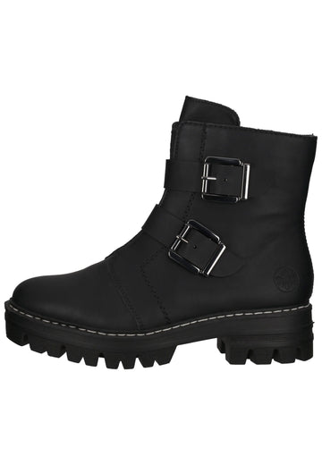 Rieker Stiefelette Lederimitat Schwarz Warmfutter - surf4shoes