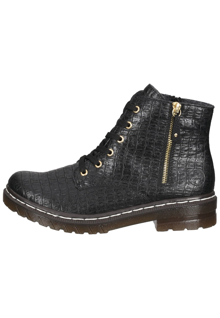 Rieker Stiefelette Lederimitat Schwarz - surf4shoes