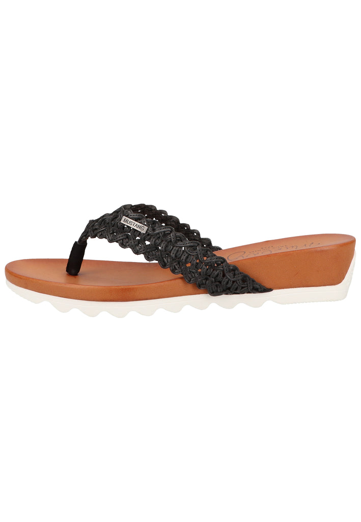 Mustang Zehensteg Lederimitat Schwarz - surf4shoes
