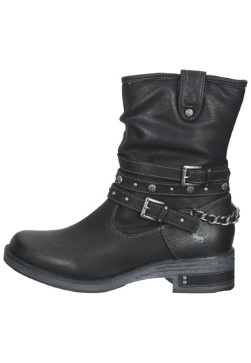 Mustang Stiefelette Lederimitat Schwarz Warmfutter - surf4shoes