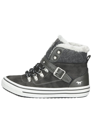 Mustang Sneaker Lederimitat Dunkelgrau Warmfutter - surf4shoes