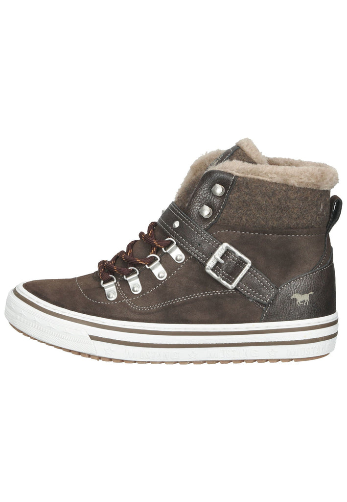 Mustang Sneaker Lederimitat Kaffee Warmfutter - surf4shoes