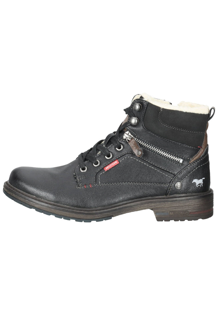 Mustang Stiefelette Lederimitat Schwarz Warmfutter - surf4shoes