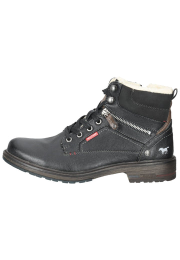 Mustang Stiefelette Lederimitat Schwarz Warmfutter - surf4shoes