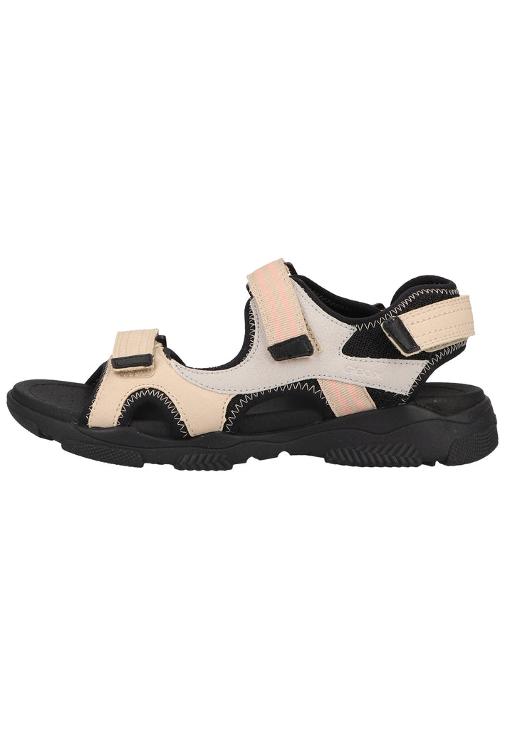 Geox Sandalen Lederimitat/Textil Beige/Schwarz - surf4shoes