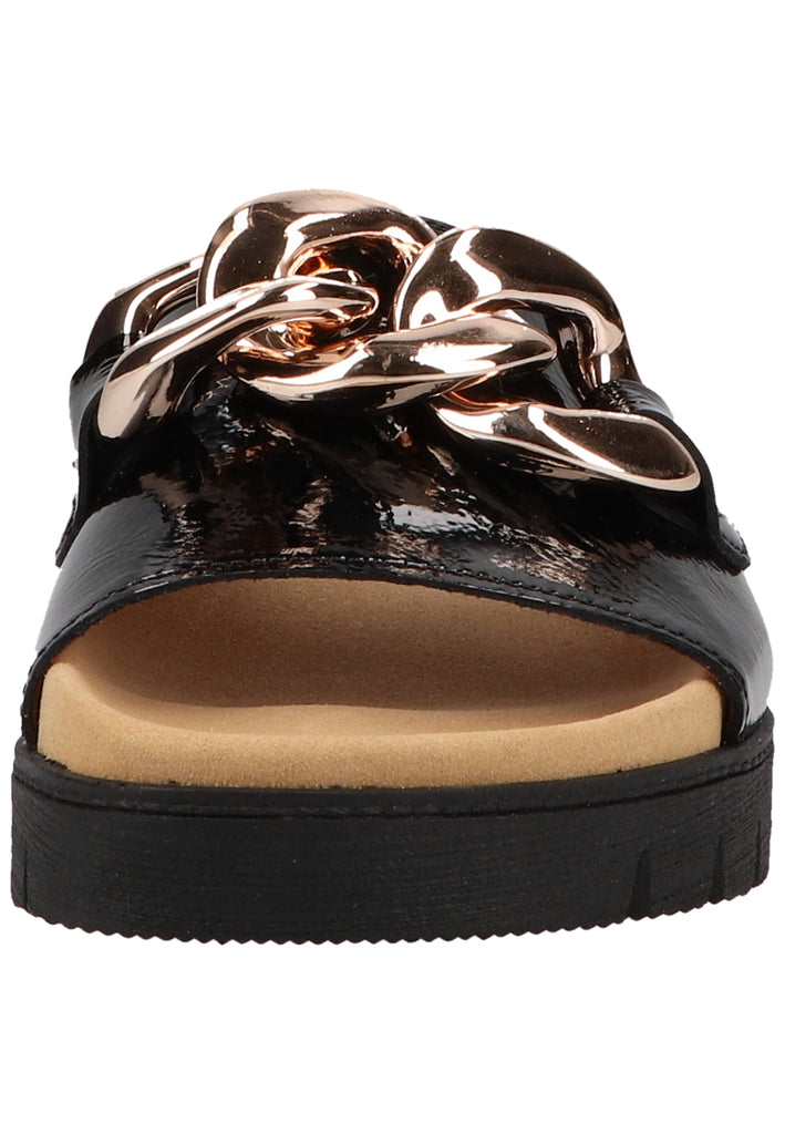 Gabor Pantoletten Leder Schwarz Lack - surf4shoes