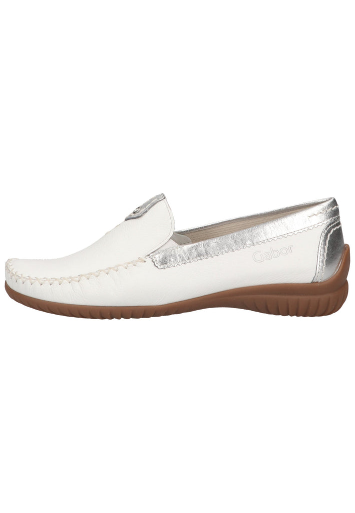 Gabor Slipper Leder Weiß/Silber - surf4shoes