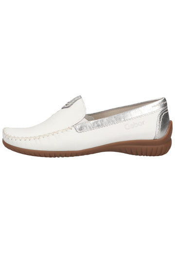 Gabor Slipper Leder Weiß/Silber - surf4shoes