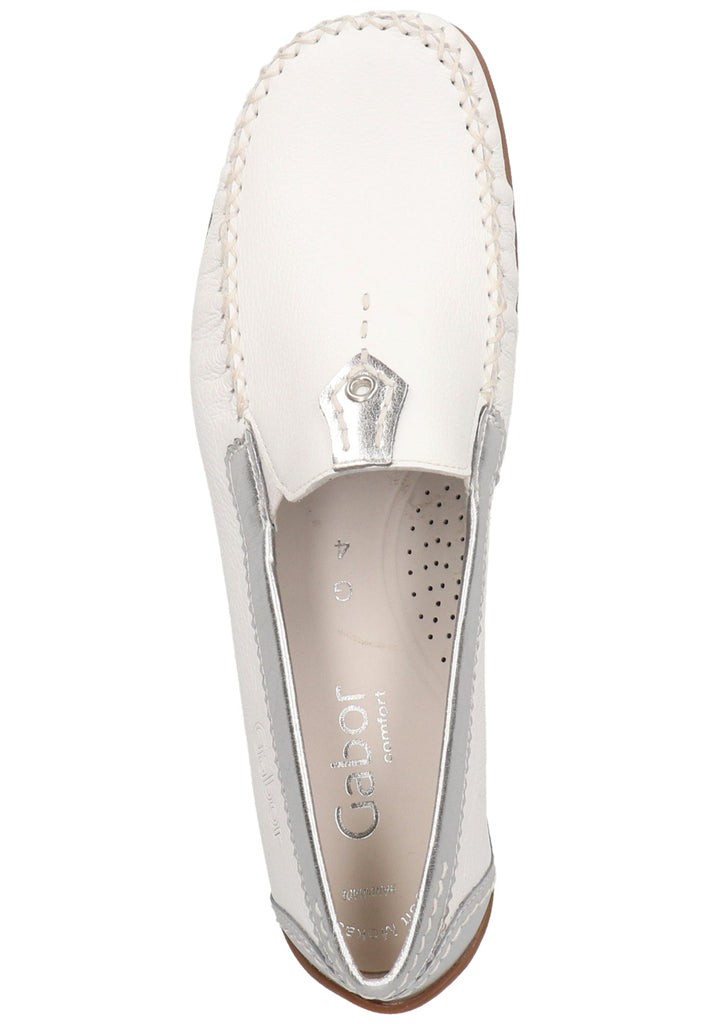 Gabor Slipper Leder Weiß/Silber - surf4shoes