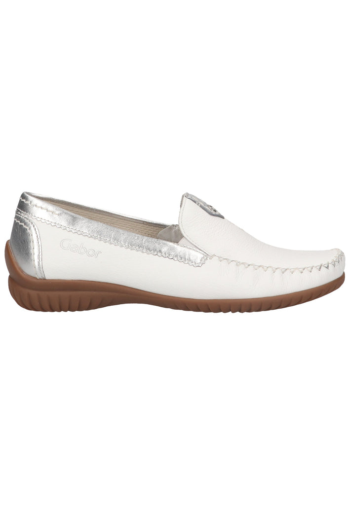 Gabor Slipper Leder Weiß/Silber - surf4shoes