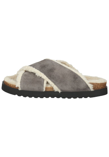 Gabor Hausschuhe Veloursleder Grau Warmfutter - surf4shoes