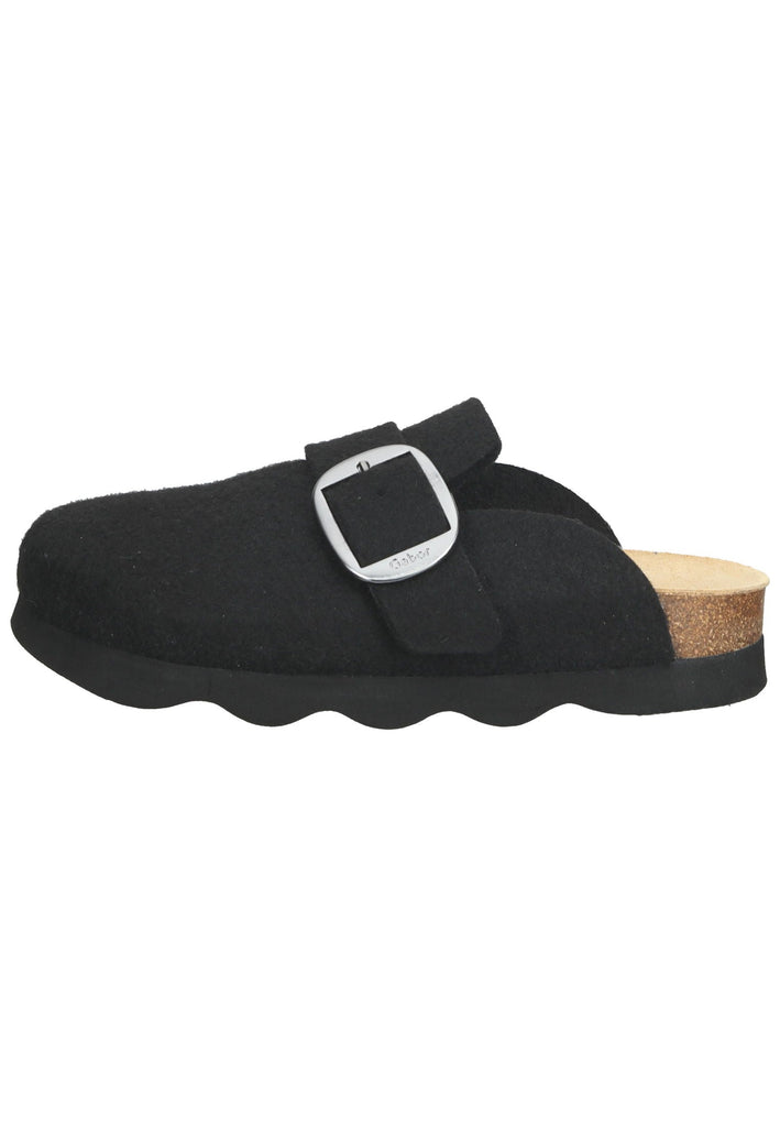 Gabor Pantoletten Filz Schwarz - surf4shoes