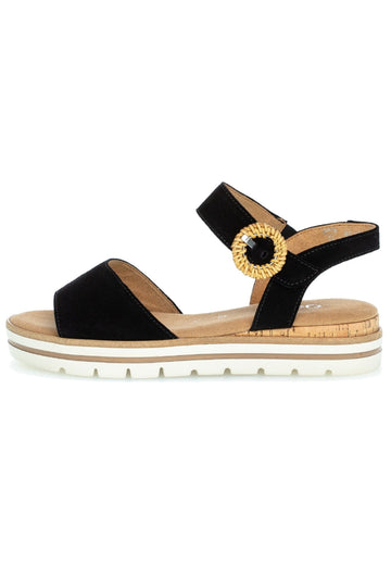 Gabor Sandalen Veloursleder Schwarz - surf4shoes