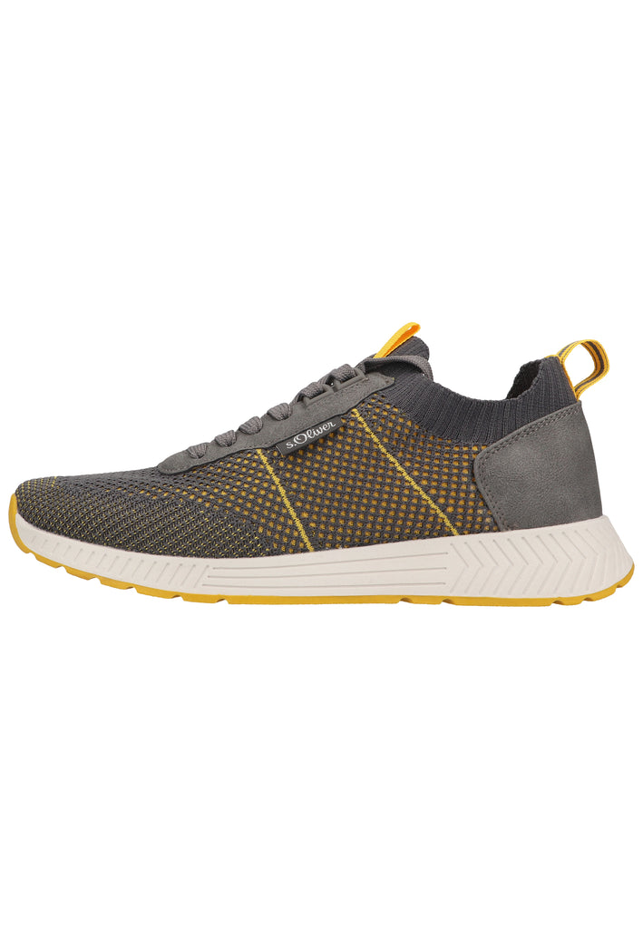 s.Oliver Sneaker Lederimitat/Textil Grau/Gelb - surf4shoes