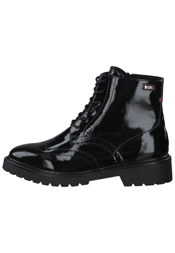 s.Oliver Stiefelette Textil Schwarz Lack - surf4shoes