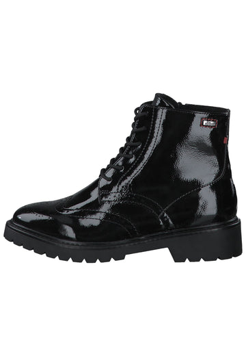 s.Oliver Stiefelette Textil Schwarz Lack - surf4shoes