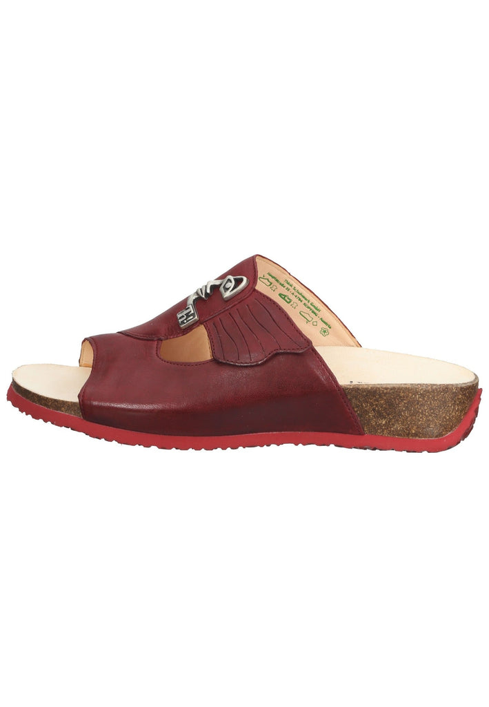 Think! Pantoletten Nappaleder Dunkelrot - surf4shoes