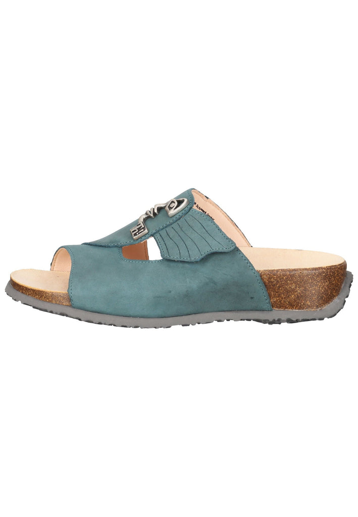 Think! Pantoletten Nappaleder Petrol - surf4shoes