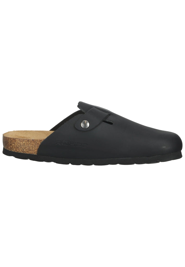 Rohde Pantoletten Leder Schwarz - surf4shoes