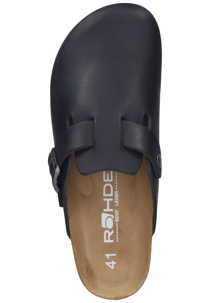 Rohde Pantoletten Leder Schwarz - surf4shoes