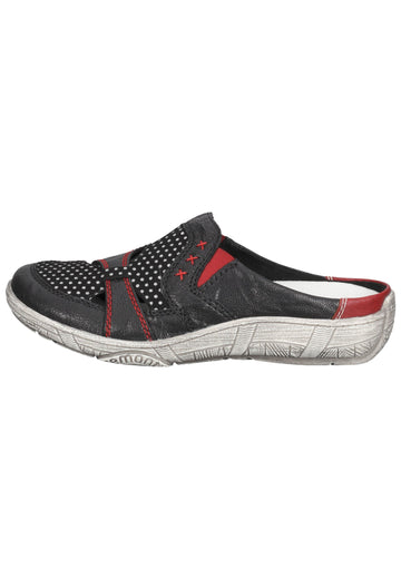 Remonte Pantoletten Glattleder Schwarz/Rot - surf4shoes