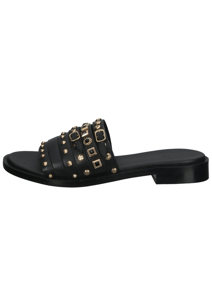 Bronx Pantoletten Leder Schwarz - surf4shoes