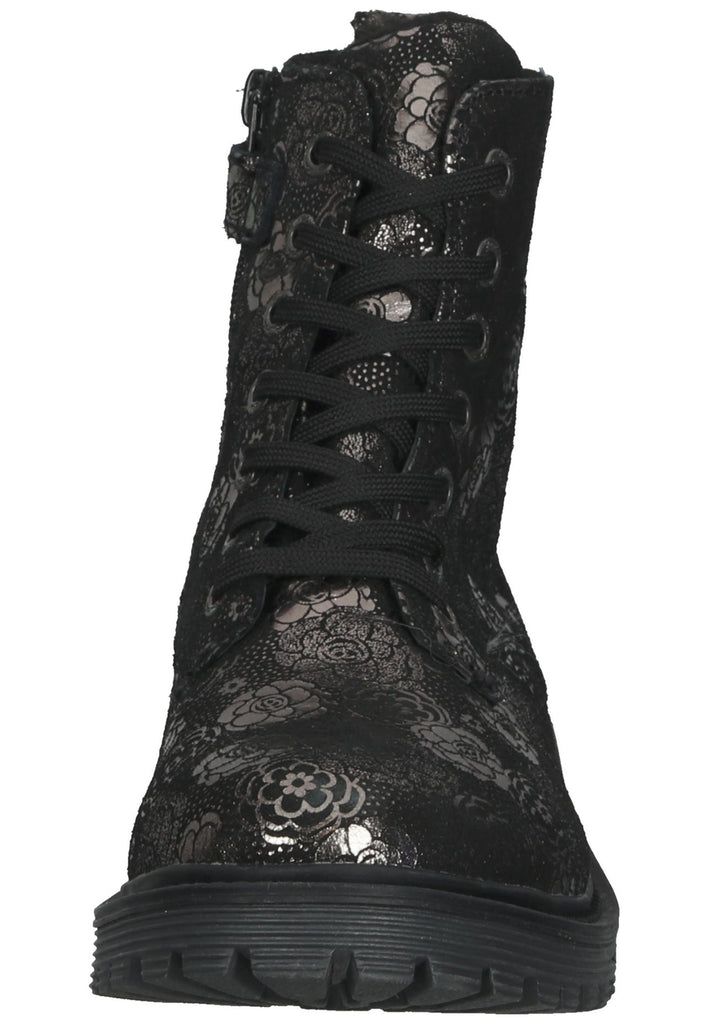 Lurchi Stiefelette Veloursleder Schwarz Flower - surf4shoes