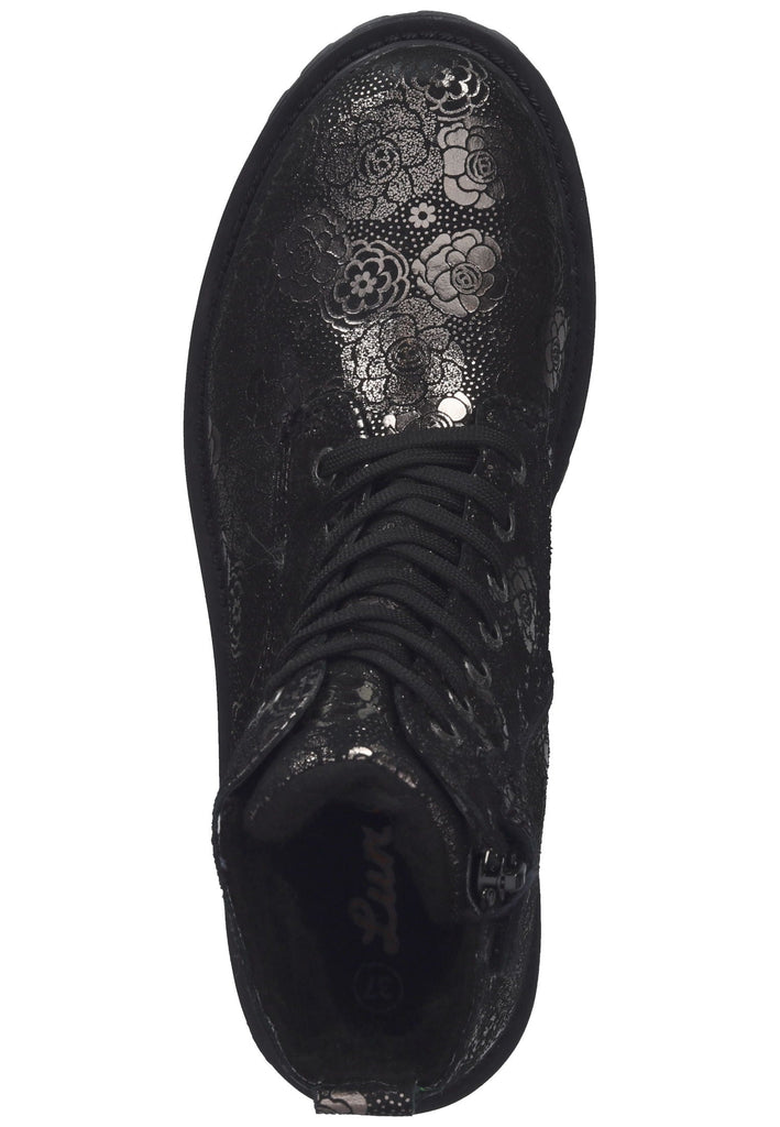 Lurchi Stiefelette Veloursleder Schwarz Flower - surf4shoes