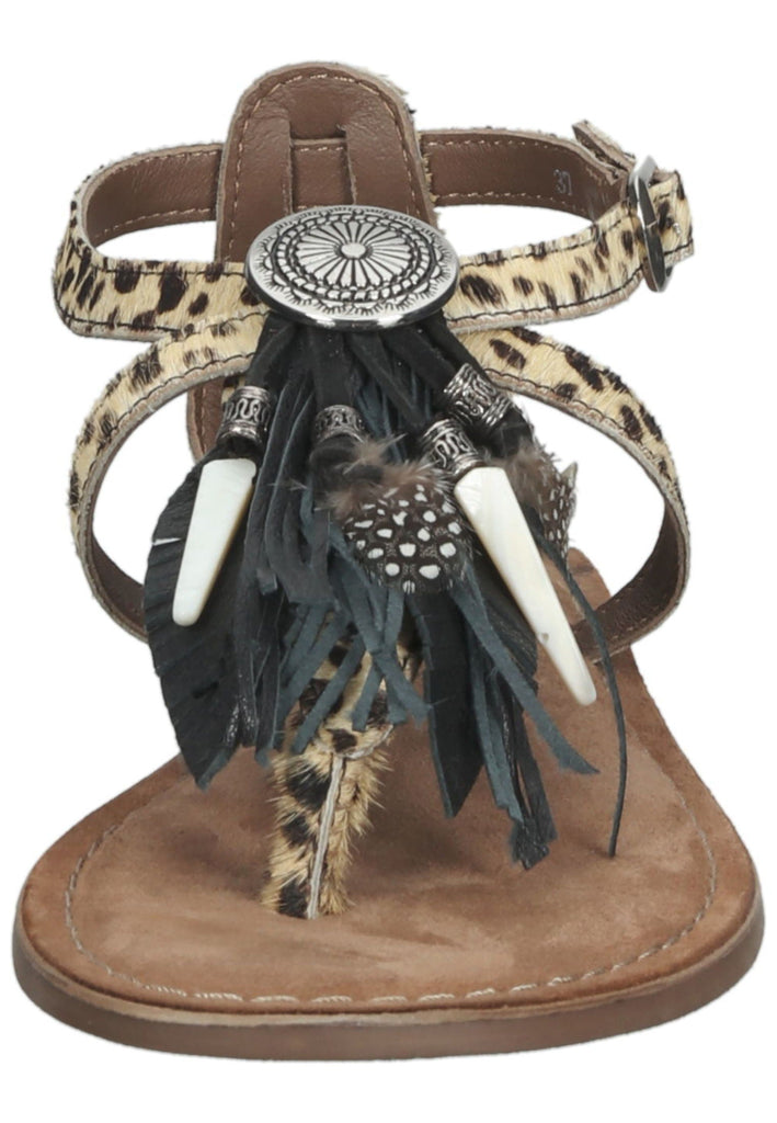 Lazamani Zehensteg Leder Braun/Beige - surf4shoes