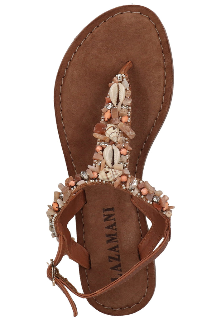 Lazamani Zehensteg Leder/Textil Tan - surf4shoes