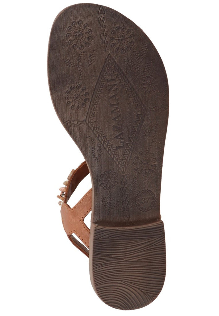 Lazamani Zehensteg Leder/Textil Tan - surf4shoes