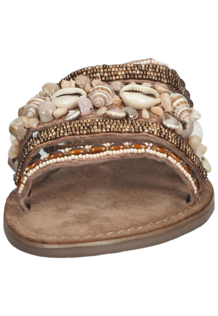 Lazamani Pantoletten Lederimitat/Textil Taupe - surf4shoes