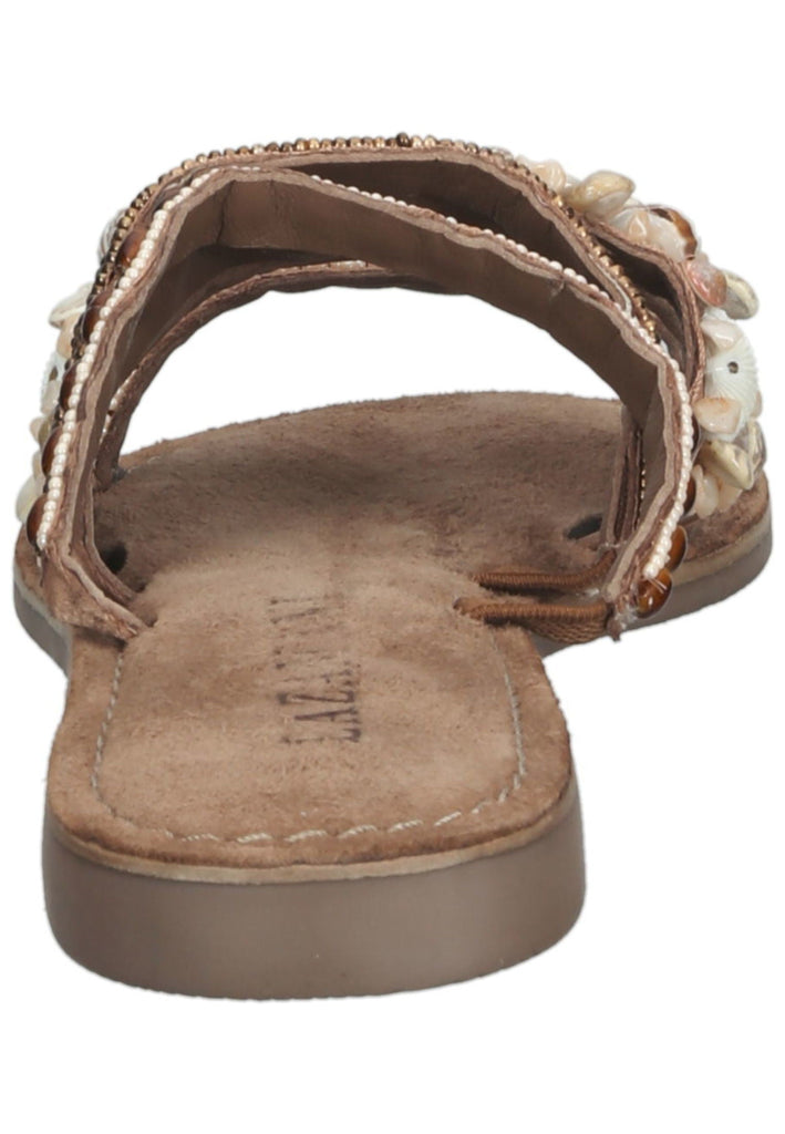 Lazamani Pantoletten Lederimitat/Textil Taupe - surf4shoes