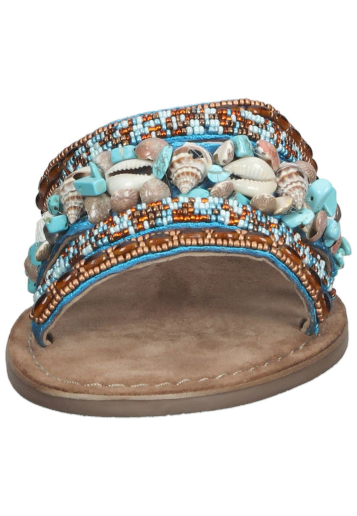 Lazamani Pantoletten Lederimitat/Textil Türkis - surf4shoes