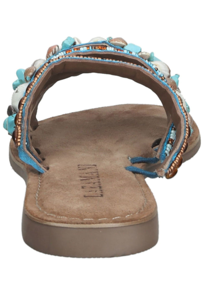 Lazamani Pantoletten Lederimitat/Textil Türkis - surf4shoes