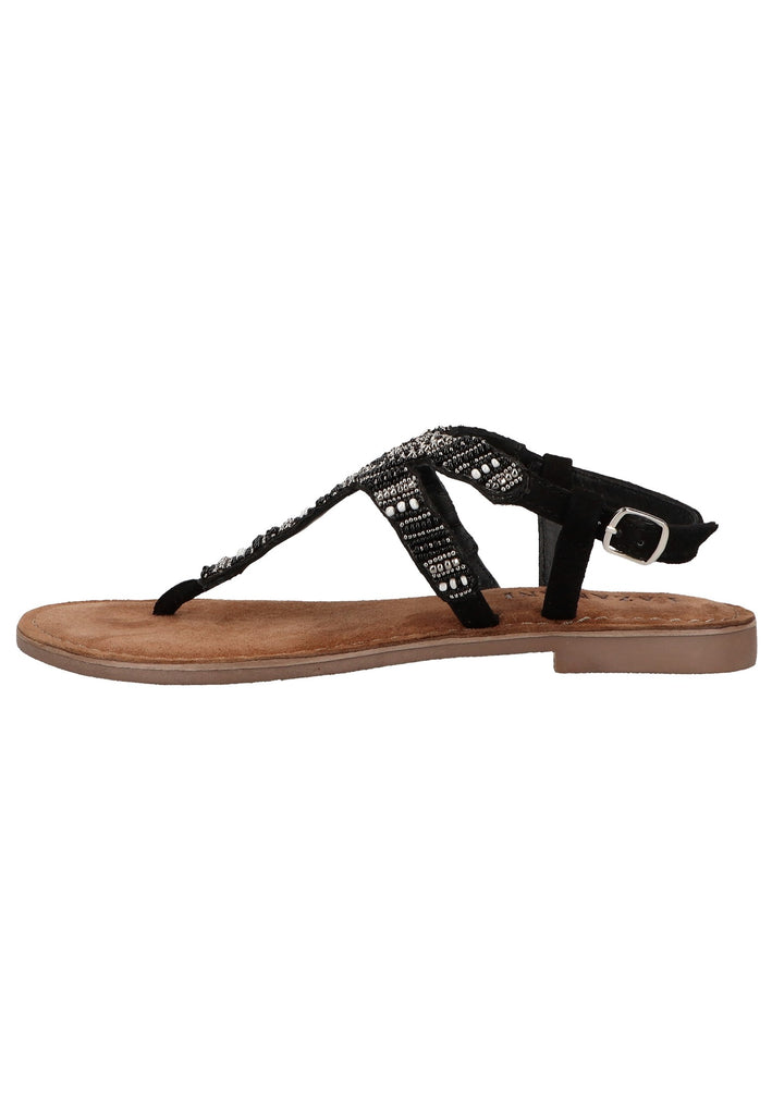 Lazamani Zehensteg Veloursleder/Textil Schwarz - surf4shoes