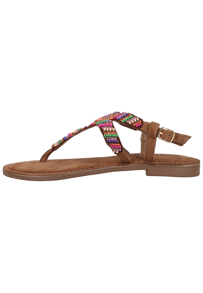 Lazamani Zehensteg Veloursleder/Textil Taupe - surf4shoes