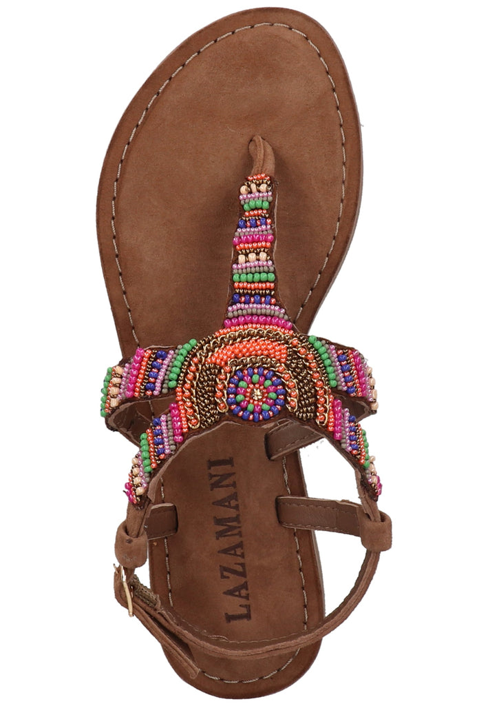 Lazamani Zehensteg Veloursleder/Textil Taupe - surf4shoes