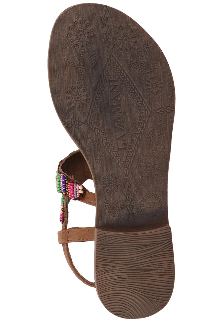 Lazamani Zehensteg Veloursleder/Textil Taupe - surf4shoes