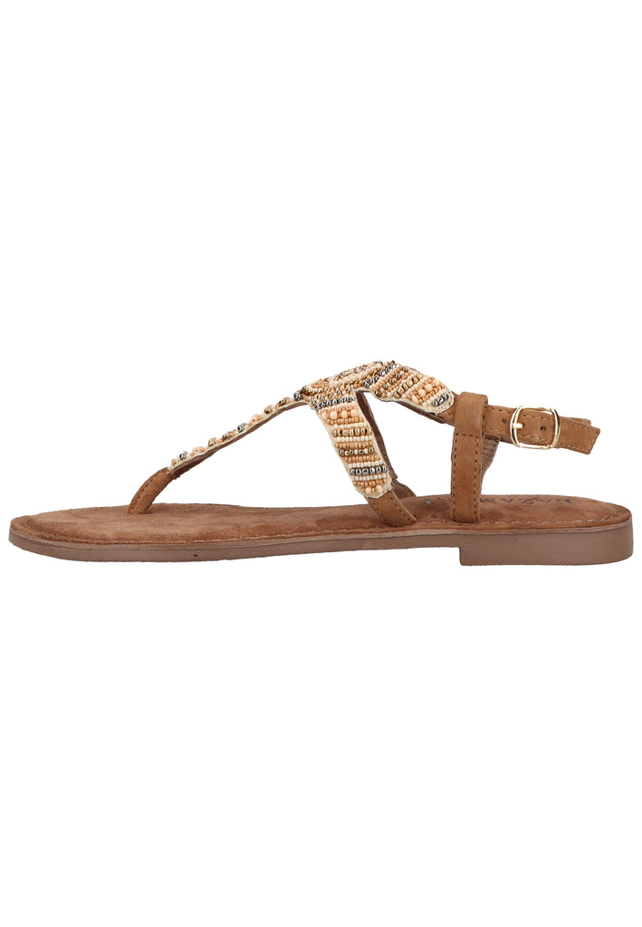 Lazamani Zehensteg Veloursleder/Textil Beige - surf4shoes