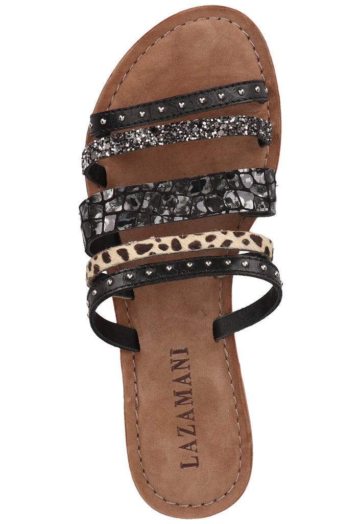 Lazamani Pantoletten Leder/Synthetik Schwarz - surf4shoes